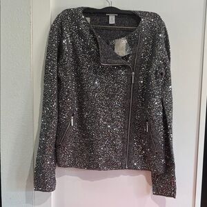 Chico's Sparkling Silver Sequin Jacket size 0 NWT